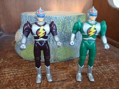 CHAP MEI MEGA POWER FIGHTER K.O ACTION FIGURES LOT OF 2 GREEN,PURPLE 