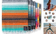 Authentic Handwoven Mexican Blanket  Yoga Blankets, Outdoor, Picnic, Mandarin