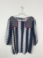 Matilda Jane A Quick Getaway Mixed Floral Blue polka Dot Whimsical Flowy Top XL