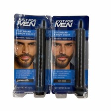 2 Pack Just for Men 1-Day Beard Brow Color DARK BROWN Brush-in Wash-out 0.3oz