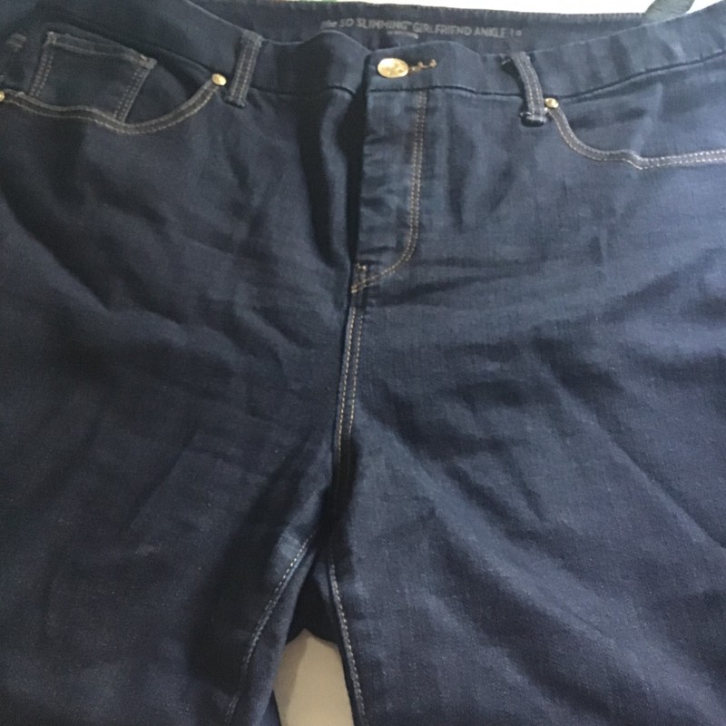 Chico's So Slimming Girlfriend Jeans Women 12 (2) Dark blue Wash Mid Rise Ankle