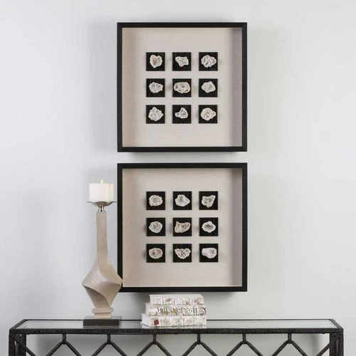 UTTERMOST 4080 AUTHENTIC GEODE LINEN BLACK FIR WOOD SHADOW BOX WALL ART - Picture 2 of 5