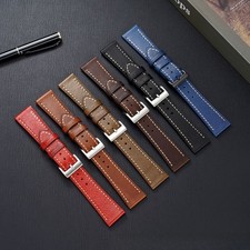 Quality Handcrafted Sewn Genuine Leather Watch Band Pin Buckle Strap 18 20 22 24