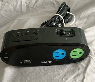 Sharp Multi Plug LED Alarm Clock w/ USB Charging & 2 AC Outlets Model SPC136 U13