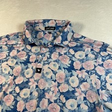 Bad Birdie Polo Shirt Mens XL Blue Floral Tropical Golf Jersey Performance