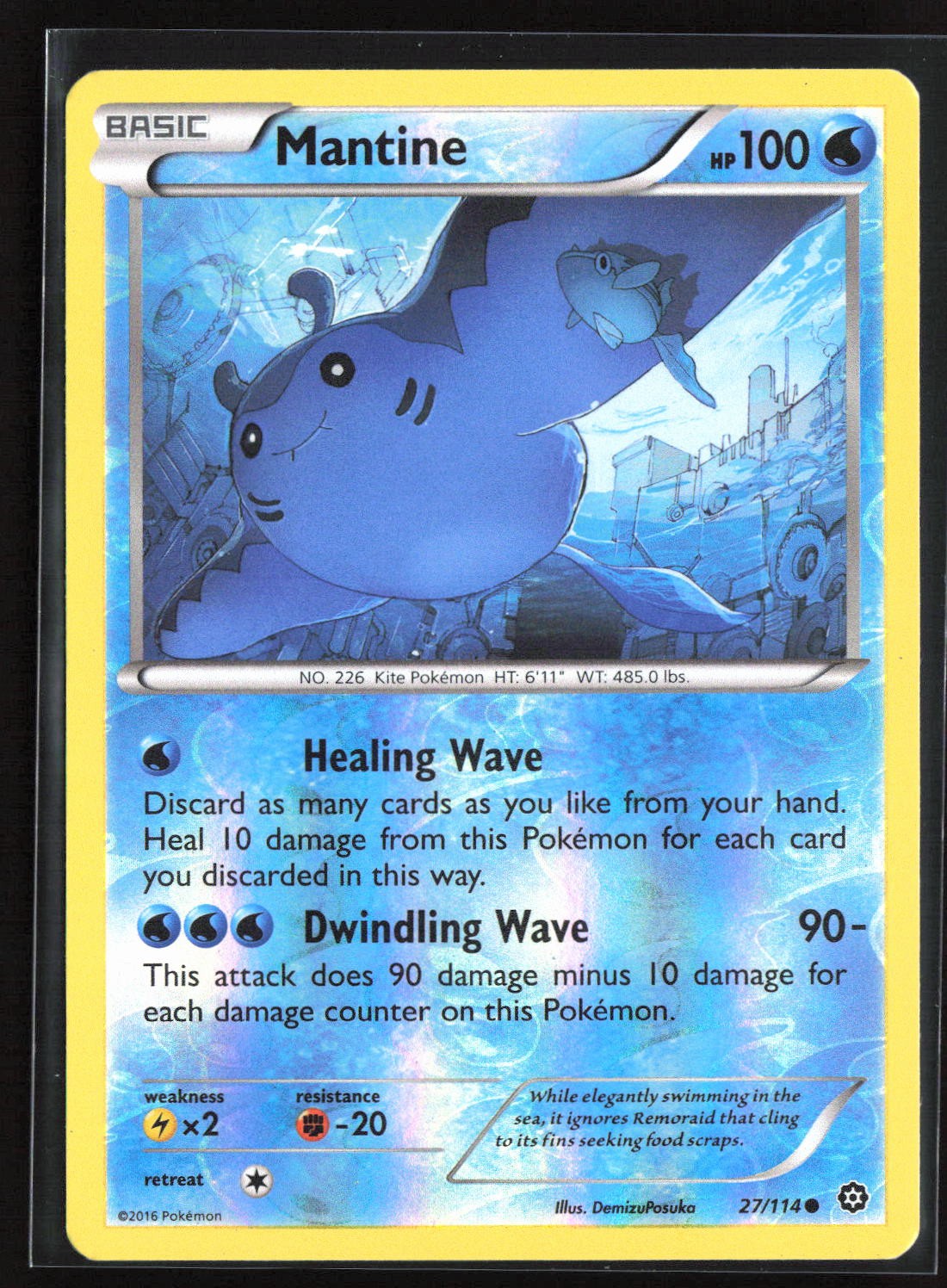 Pokemon TCG - Mantine Reverse Holo Common XY - Steam Siege 27/114 NM