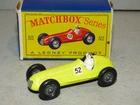 Matchbox Lesney 52 Maserati 4CLT 1948 racing car, yellow, wire wheels