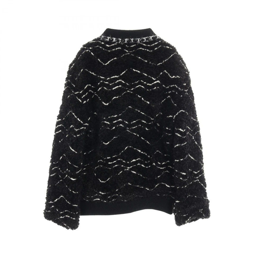 CHANEL COCO Mark Blouson Jacket Acrylic Alpaca Black White Used Women size 36 - Image 2 of 4