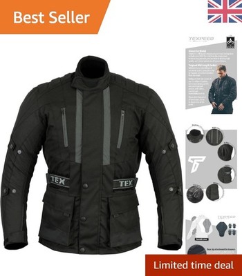 Motorradjacke Herren Langarm schwarz mit 5 Taschen & Belüftungssystem, XXL