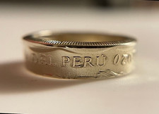 Peruvian Ring, Coin Ring Handmade Un Sol Jewelry, Gift from Peru Sizes 5-12