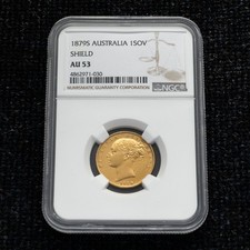 1879S QUEEN VICTORIA SHIELD BACK FULL SOVEREIGN - AUSTRALIA - SYDNEY - NGC AU53