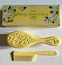 Vintage Avon Baby Brush Comb Set Yellow Brand NEW Boxed Nursery Shower Gift