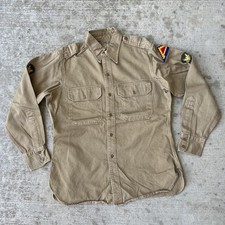 Vintage 50s U.S. Military Korean War Khaki Cotton Twill  Fordham  Uniform Shirt