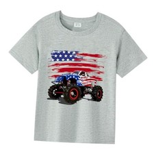 Boys Girls Fourth of July Shirt Toddler Patriotic 4th 5T 6 flag Monster Truck