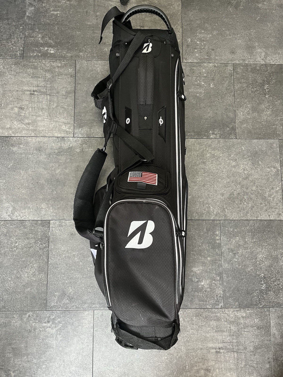Stand Bag Black Nylon 4-way Divider With American Flag Patch