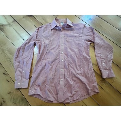 Brooks brothers regent button down dress shirt. red/white striped. size 16.5 6/7