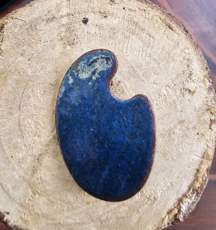 Lote de 2 broches de metal cobre arte encanto prendedor artista esmalte azul paleta sol atómico Foto 4 de 4