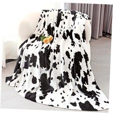 Cow Print Blanket for Women Men, Soft Warm Fuzzy 50x60 IN Cowthrowblanket-black