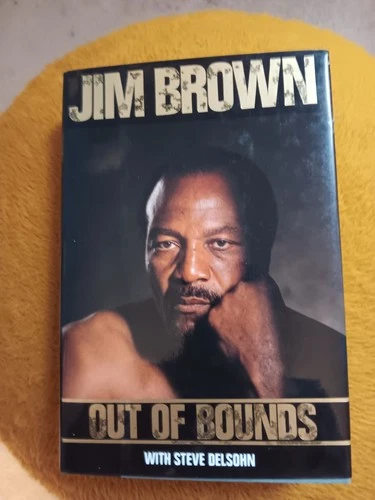 Jim Brown Out Of Bounds Book Autographed Twice First Edition 1989 Hall Of Famer