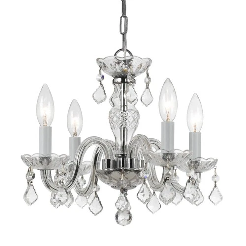 Traditional Crystal 15" Wide Chrome 4-Light Chandelier - Picture 4 of 5
