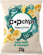 popchips - Sea Salt & Vinegar Crisps 23 grams (Pack of 24) - Popped not Fried,