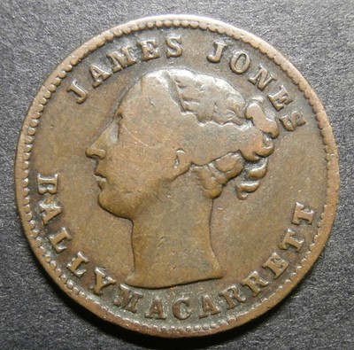 Farthing Token - James Jones Lebensmittelhändler von Ballymacarrett - Down Ireland BUF W.5340