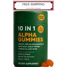 True Alpha 10-in-1 Shilajit Gummies 4000mg Energy Immune 60ct Men