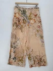 Camilla Womens Minimal Floral Silk Blend Cropped Pants Beaded Waist Sz L