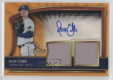 2011 Topps Finest Orange Refractor Rookie Dual Relics 20/99 Alex Cobb Auto 0o48