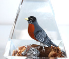 Vintage Hand Carved Painted Wood Robin Lucite/Acrylic Unique Canada Paperweight — photo 5
