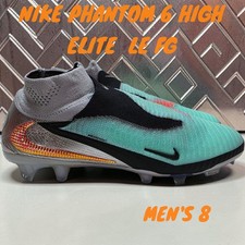 Nike Phantom 6 High Elite LE FG Soccer Cleats Chrome Black IH3735-001 NEW SZ 8