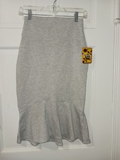 NWT Gray Sweatsuit Trumpet Flounce Skirt Fit  Flare Women's Size SMALL
