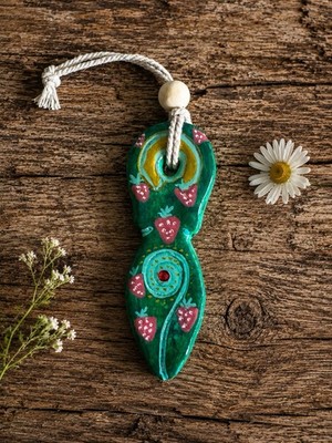 Strawberry Garden Green Spiral Goddess Anhänger -Wicca Pagan Handgemacht
