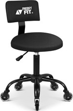 Rolling Shop Stool w/ Wheels, Garage Mechanic Stool Chair w/ Backrest Adjustable