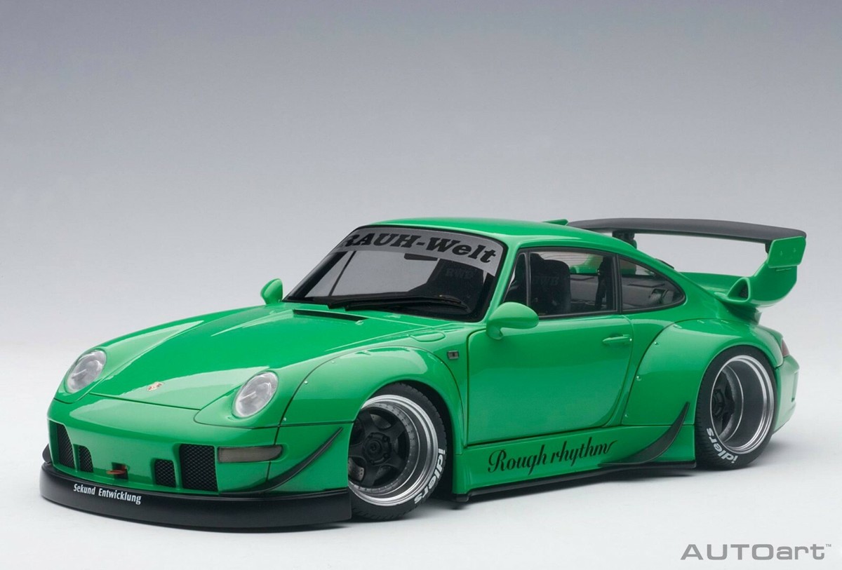PORSCHE 911 993 CARRERA RWB GREEN WITH GUNMETAL GRAY WHEEL 1 PORSCHE 911 993 CARRERA RWB GREEN WITH GUNMETAL GRAY WHEEL 1
