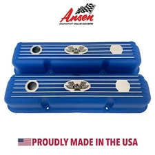 Ford FE 390 American Eagle Finned Short Blue Valve Covers - Ansen USA
