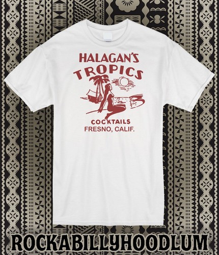 Retro Tiki Bar Tee T Shirt Restaurant Halagans Tropics Cocktails Fresno CA - Picture 3 of 9