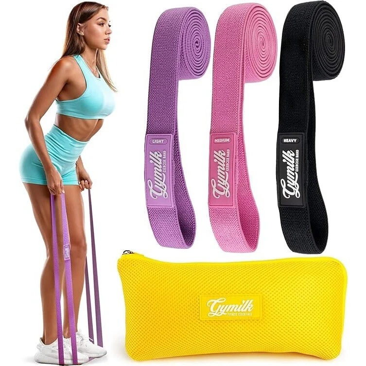 GYMILK Long Resistance Bands, Set of 3 Fabric Pull Up Assistance Bands, Purple/P