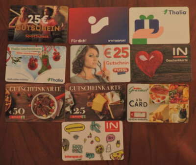 10 VERSCHIEDENE ÖSTERREICH/ÖSTERREICH GESCHENKKARTEN.  SAMMLERSTÜCK. KEIN WERT. LOT 1