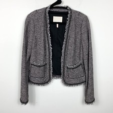 Rebecca Taylor Women  s Jacket 4 Blazer Tweed Open Front Purple Pockets