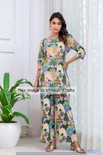 Women s Casual Cotton Co-ord Set For Summer Lounge Wear Tracksuit Top Pant Dress