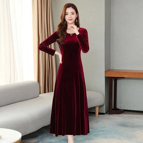 Women Mid Length Slim Fit Temperament Long Sleeve Dress Autumn Dress Long Dress - Picture 2 of 30