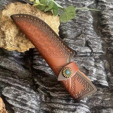 Leather Fixed Blade Sheath Straight Knife Pouch Belt Loop Retro Handmade Vintage
