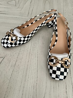 New ~ Grace Every Step  ~ Women s ~ Black / White ~ Checkered ~ Heel ~ Size 12