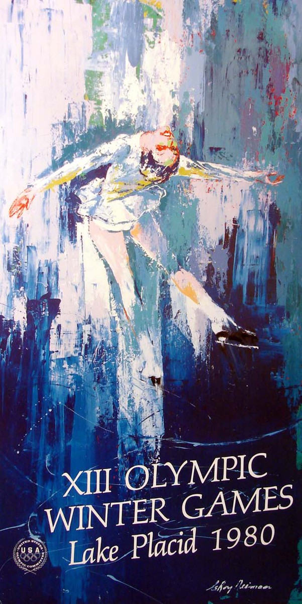LeRoy Neiman Vintage 1980 Poster XIII Olympic Winter Games Figure