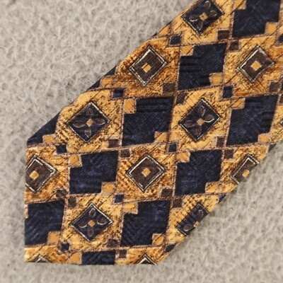 Robert Talbott Tie Blue Gold Abstract Silk Best of Class Hand Made in USA 4''