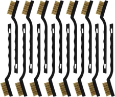 15 Pcs Mini Brass Wire Brush Set for Cleaning Welding Slag Rust, Wire Bristle Sc