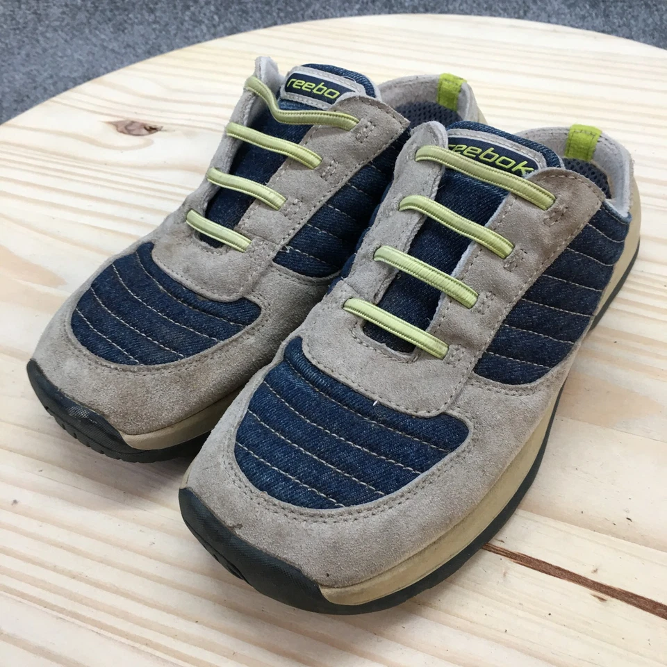 Reebok Shoes Youth 5 Womens 6.5 Mule Sneakers Comfort Gray Blue Slip On Low Top - Image 3 of 4