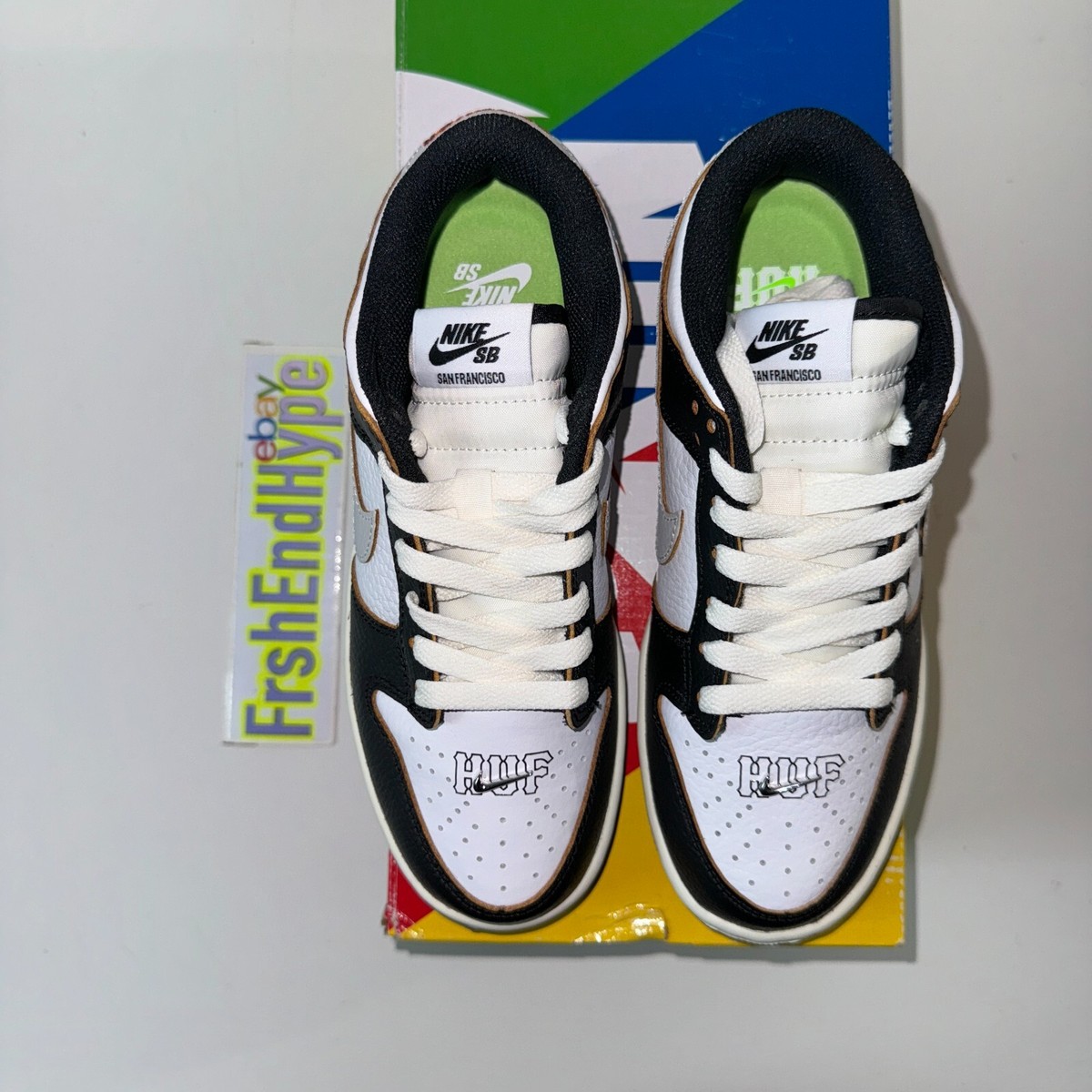 Nike x HUF SB Dunk Low San Francisco Sneakers Size 4.5 Black Nike x HUF SB Dunk Low San Francisco Sneakers Size 4.5 Black