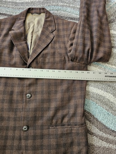 Vintage 60s Wool Blazer Brown Check Mens 40 Sagner Prep - Picture 4 of 9